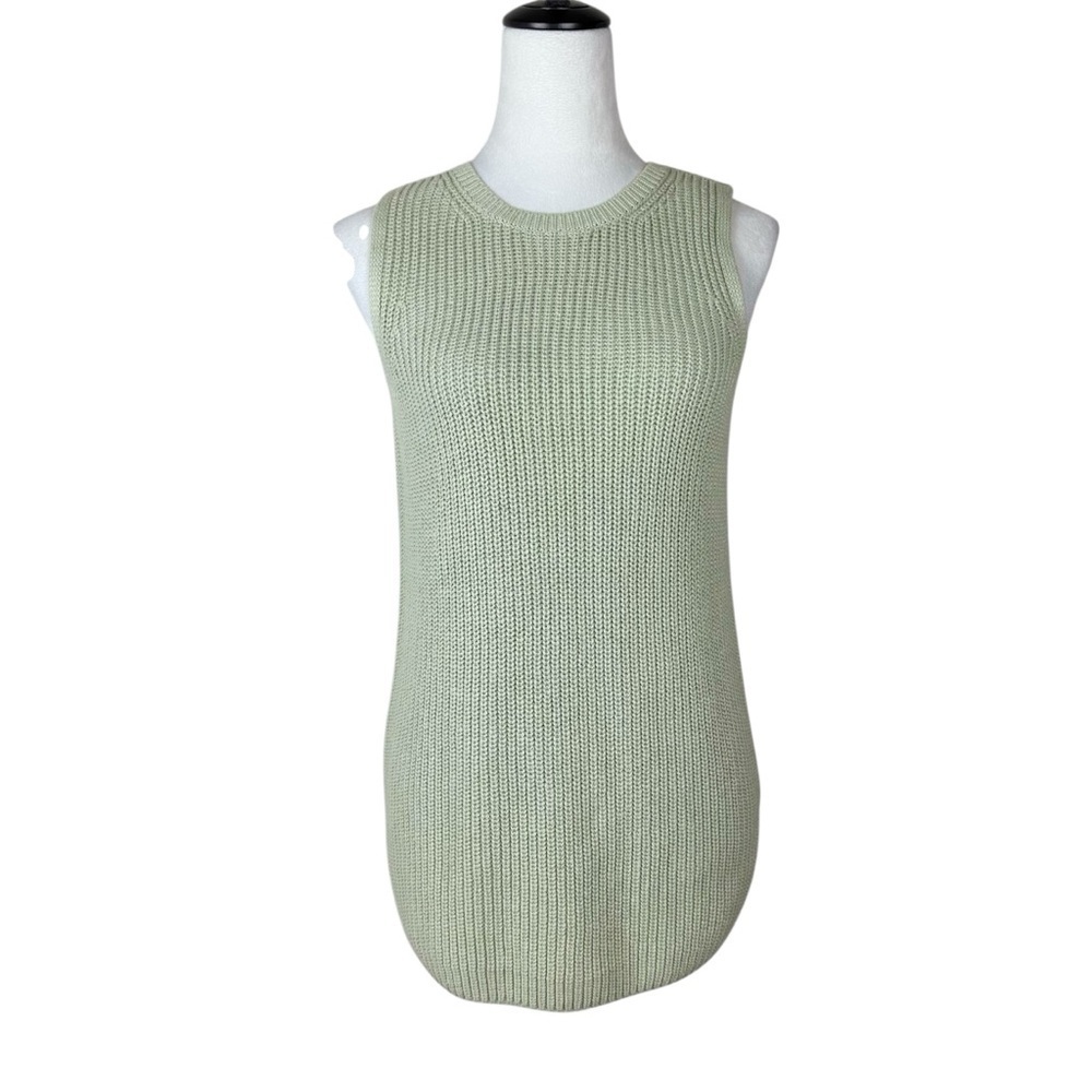 LOFT‎ Knit Sweater Vest Green Sleeveless Ribbed Pullover Size XS